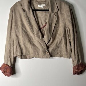 Free People Tan Blazer with Paisley Cuffs